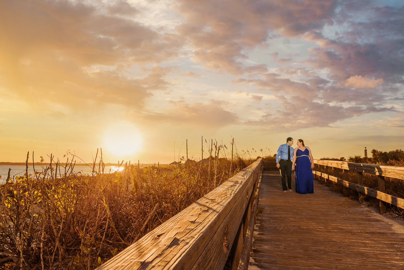 Ponce Inlet Engagement Session | epic sunset image